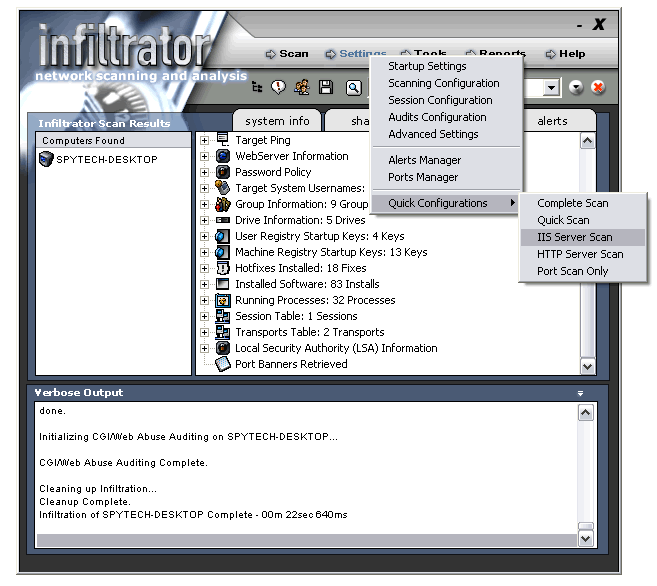 Infiltrator Network Security Scanning Software